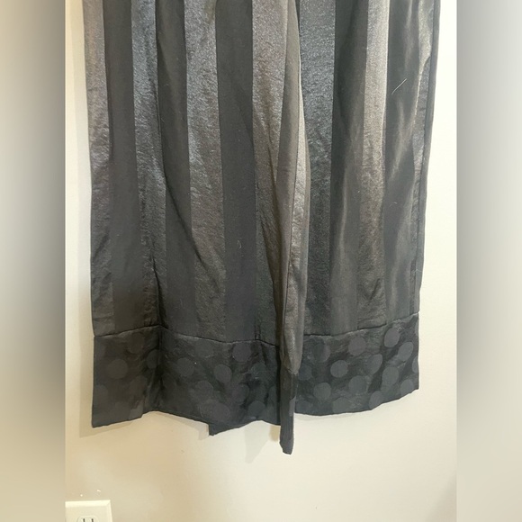 Victoria Secret Black Silky Pajama Pants with Tie Waist Stripes and Polkadots - Picture 3 of 4